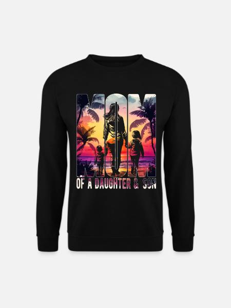 Mutter mit Tochter Sohn Muttertag Strand Mama Kind - Unisex Pullover - Schwarz