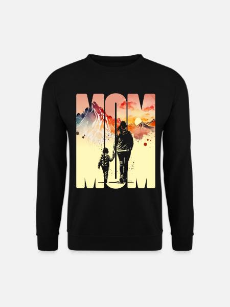 Mutter mit einem Jungen Muttertag Berge Mama Kind - Unisex Pullover - Schwarz