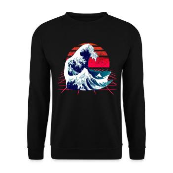 Japanischen Welle - die Große Welle vor Kanagawa - Unisex Pullover - Schwarz - Vorne - Alina (178cm) & Michal (187cm)