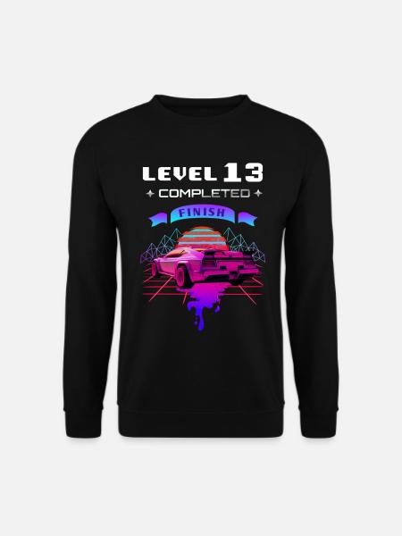 Level 13 completed 13.Geburtstag Retro Wave - Unisex Pullover - Schwarz
