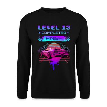 13e anniversaire LEVEL 13 Voiture de sport Retrowave - Sweat-shirt Unisexe - noir - Devant - Alina (178cm) & Michal (187cm)