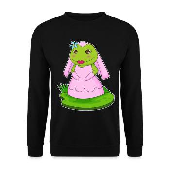 Frosch Braut Schleier Hochzeit - Unisex Pullover - Schwarz - Vorne - Alina (178cm) & Michal (187cm)