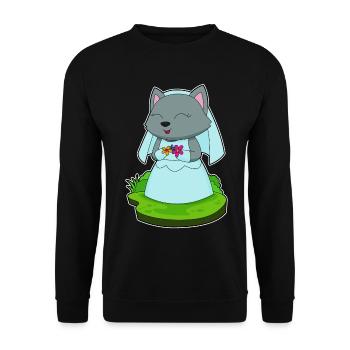 Cat Bride Flowers Wedding - Unisex Sweatshirt - black - Front - Alina (178cm) & Michal (187cm)
