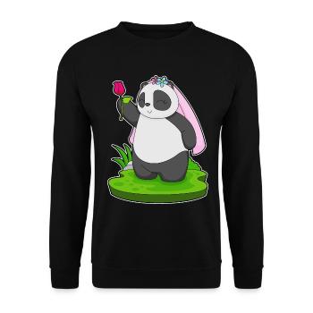 Panda Bride Rose Mariage - Sweat-shirt Unisexe - noir - Devant - Alina (178cm) & Michal (187cm)
