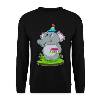 Gâteau d’anniversaire d’éléphant - Sweat-shirt Unisexe - noir - Devant - Alina (178cm) & Michal (187cm)