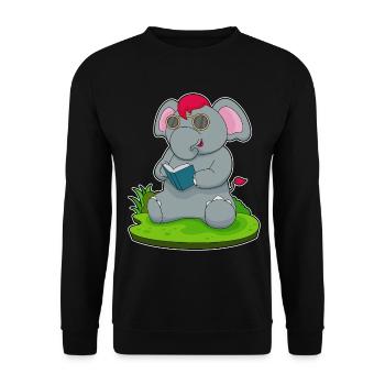 Elephant Nerd Book Glasses - Unisex Sweatshirt - black - Front - Alina (178cm) & Michal (187cm)