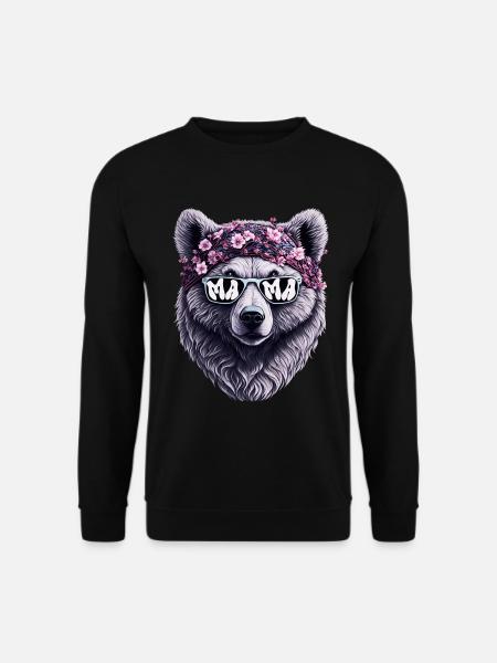 Mamabär Sonnenbrille Bandana Muttertag Blumen - Unisex Pullover - Schwarz