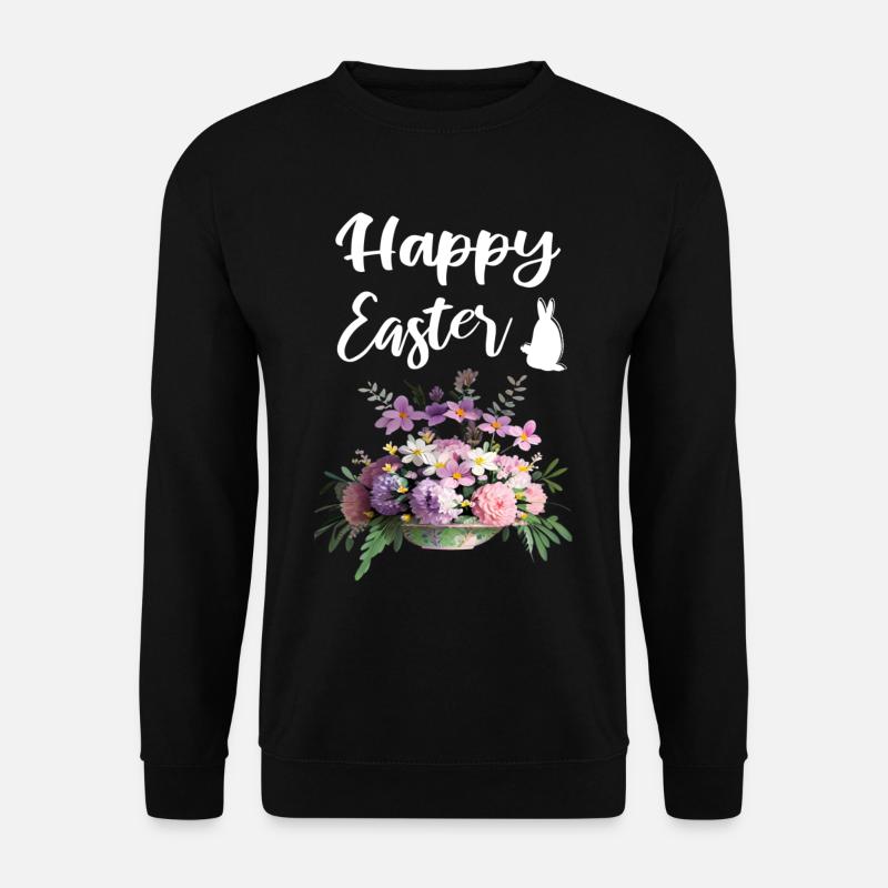 Happy Easter Flowers Bouquet - Unisex Sweatshirt - black