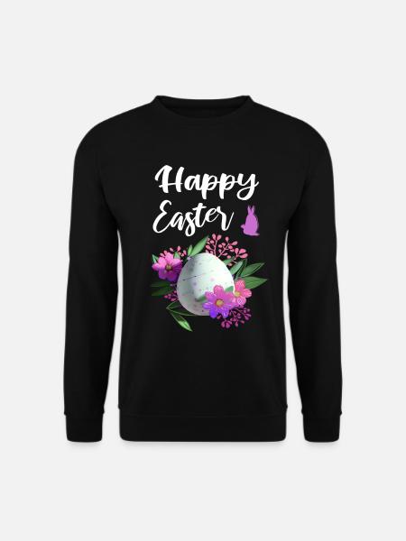 Frohe Ostern Blumen Osterei - Unisex Pullover - Schwarz