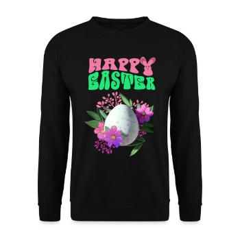 Happy Easter Flowers Easter Egg - Unisex Sweatshirt - black - Front - Alina (178cm) & Michal (187cm)