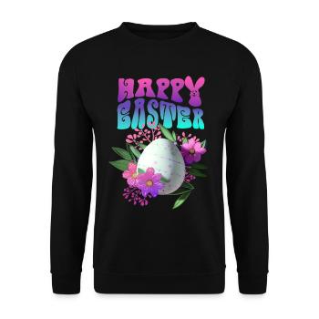 Joyeux Easter Easter Egg Floral - Sweat-shirt Unisexe - noir - Devant - Alina (178cm) & Michal (187cm)
