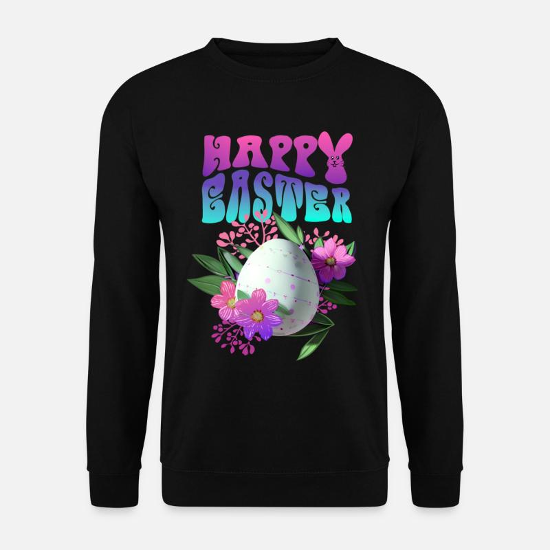Frohe Ostern Osterei Floral - Unisex Pullover - Schwarz