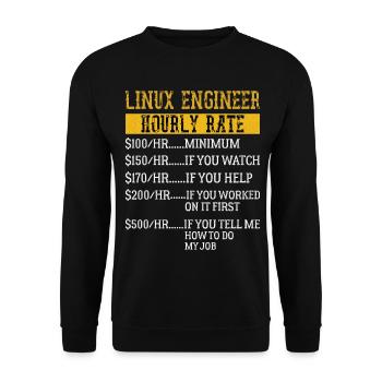 Linux Engineer Hourly Rate Mechanic Labor rate - Unisex Pullover - Schwarz - Vorne - Alina (178cm) & Michal (187cm)