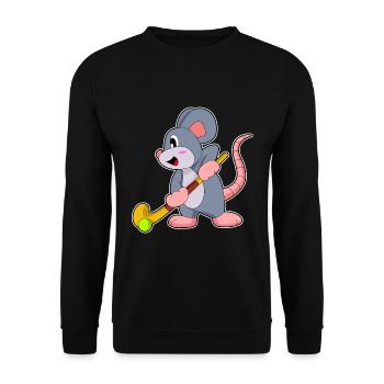 Mouse Field Hockey Field Hockey Stick - Unisex Sweatshirt - black - Front - Alina (178cm) & Michal (187cm)