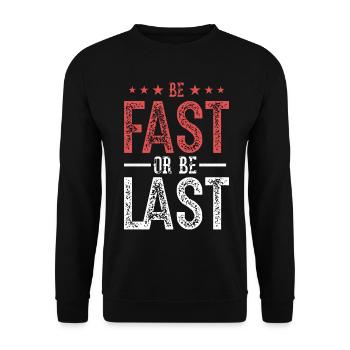 Fast Car Quote Drag Racing Gift for Race Lover Fan - Unisex Pullover - Schwarz - Vorne - Alina (178cm) & Michal (187cm)