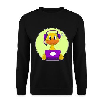 Bureau de l’ordinateur portable du secrétaire à canard - Sweat-shirt Unisexe - noir - Devant - Alina (178cm) & Michal (187cm)