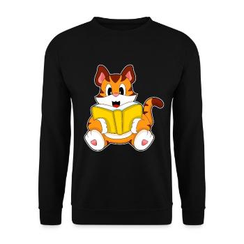 Tiger Nerd Buch  - Unisex Pullover - Schwarz - Vorne - Alina (178cm) & Michal (187cm)