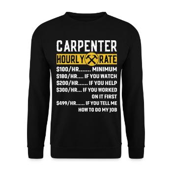 Vintage Carpenter Apparel Woodworking Hourly Rate - Unisex Sweatshirt - black - Front - Alina (178cm) & Michal (187cm)