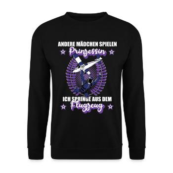 Fallschirmspringen Fallschirm Tandemsprung Mädchen - Unisex Pullover - Schwarz - Vorne - Alina (178cm) & Michal (187cm)