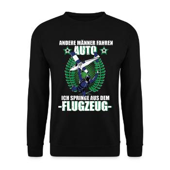 Fallschirmspringen Fallschirm Tandemsprung Spruch - Unisex Pullover - Schwarz - Vorne - Alina (178cm) & Michal (187cm)