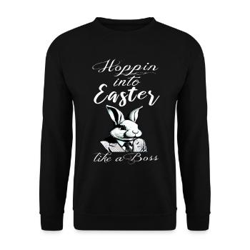 lapin de Pâques élégant avec costume et cravate - Sweat-shirt Unisexe - noir - Devant - Alina (178cm) & Michal (187cm)