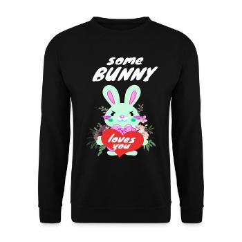 Mignon lapin de Pâques amoureux - Sweat-shirt Unisexe - noir - Devant - Alina (178cm) & Michal (187cm)