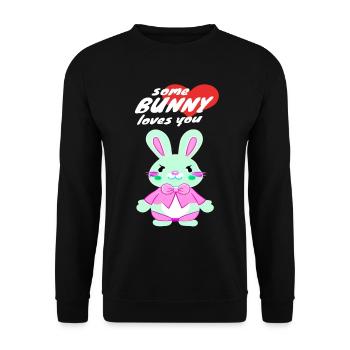 sweet Easter bunny with love message - Unisex Sweatshirt - black - Front - Alina (178cm) & Michal (187cm)