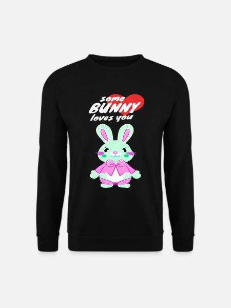 süßes Osterbunny mit Liebesbotschaft - Unisex Pullover - Schwarz