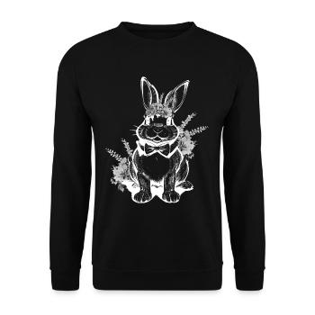 Lapin de Pâques Lapin Floral - Sweat-shirt Unisexe - noir - Devant - Alina (178cm) & Michal (187cm)