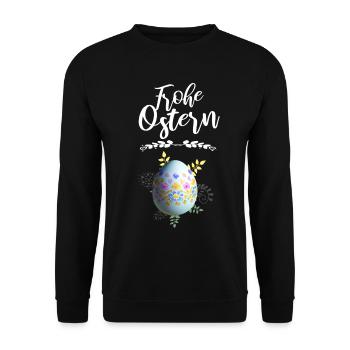 Frohe Ostern Blumen Osterei - Unisex Pullover - Schwarz - Vorne - Alina (178cm) & Michal (187cm)