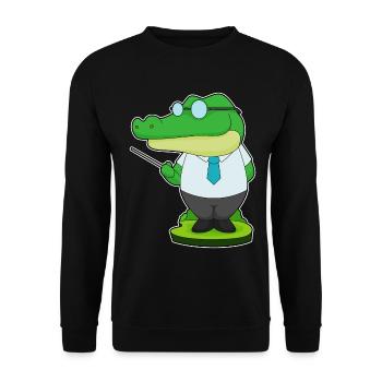 Crocodile Teacher Pointing Stick School - Unisex Sweatshirt - black - Front - Alina (178cm) & Michal (187cm)