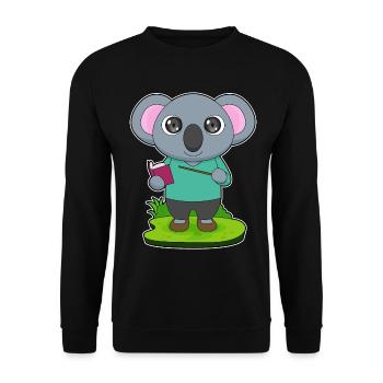 Koala Teacher Pointing Stick School - Unisex Sweatshirt - black - Front - Alina (178cm) & Michal (187cm)