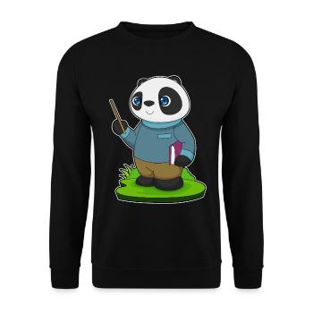Panda Teacher Pointer School - Unisex Sweatshirt - black - Front - Alina (178cm) & Michal (187cm)