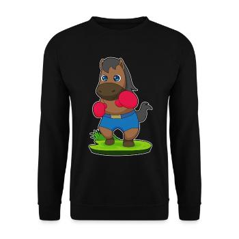 Pferd Boxer Boxhandschuhe Boxen - Unisex Pullover - Schwarz - Vorne - Alina (178cm) & Michal (187cm)
