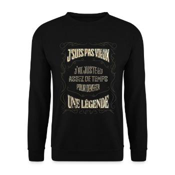Pas vieux, légende idée cadeau homme anniversaire - Sweat-shirt Unisexe - noir - Devant - Alina (178cm) & Michal (187cm)