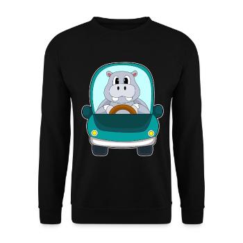 Hippopotamus Car - Unisex Sweatshirt - black - Front - Alina (178cm) & Michal (187cm)