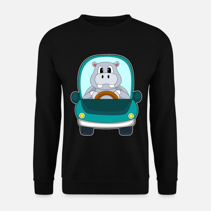 Nilpferd Auto - Unisex Pullover - Schwarz