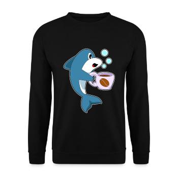 Delfin coffee cup - Unisex Sweatshirt - black - Front - Alina (178cm) & Michal (187cm)
