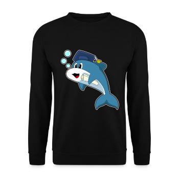 Université du diplôme étudiant de Delfin - Sweat-shirt Unisexe - noir - Devant - Alina (178cm) & Michal (187cm)