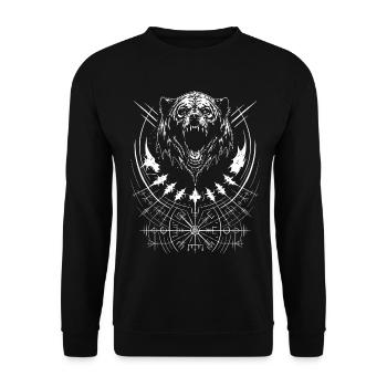 Grizzly Bear Vegvisir Runes Compas Tribal Teutonique - Sweat-shirt Unisexe - noir - Devant - Alina (178cm) & Michal (187cm)