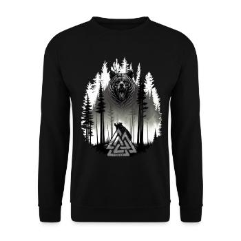Grizzly Bear Bear Valknut Wotansknoten Forest Vikings - Unisex Sweatshirt - black - Front - Alina (178cm) & Michal (187cm)