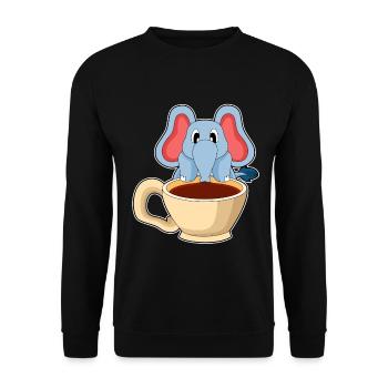 Elefant Tasse Kaffee - Unisex Pullover - Schwarz - Vorne - Alina (178cm) & Michal (187cm)