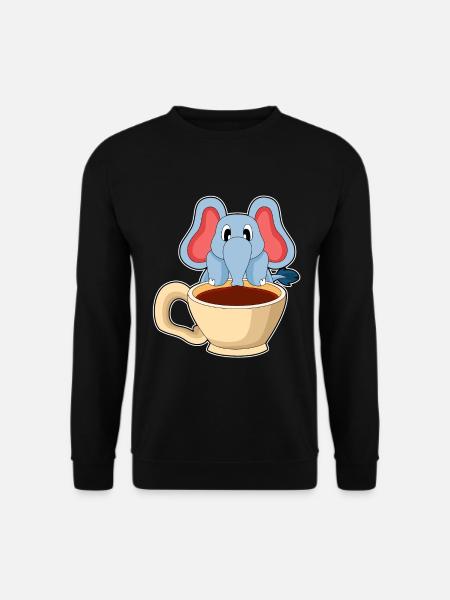 Elefant Tasse Kaffee - Unisex Pullover - Schwarz