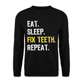 Eat Sleep Fix Teeth Repeat Dentist Shirt - Unisex Sweatshirt - black - Front - Alina (178cm) & Michal (187cm)