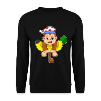 Monkey Sleeping Night Hat - Unisex Sweatshirt - black - Front - Alina (178cm) & Michal (187cm)