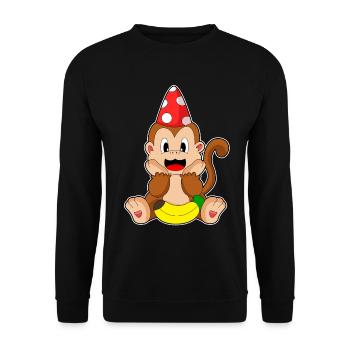 Monkey Party Hat - Unisex Sweatshirt - black - Front - Alina (178cm) & Michal (187cm)