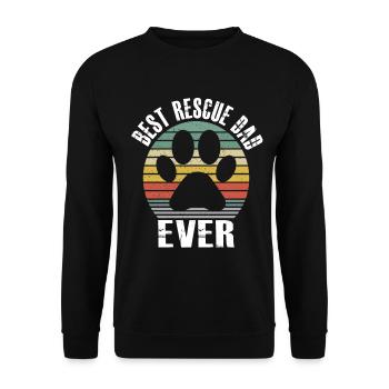 Best Rescue Dad Ever Vintage Retro Dog Cat Lover - Unisex Pullover - Schwarz - Vorne - Alina (178cm) & Michal (187cm)