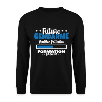 Future Gendarme Formation en Cours Humour - Sweat-shirt Unisexe - noir - Devant - Alina (178cm) & Michal (187cm)