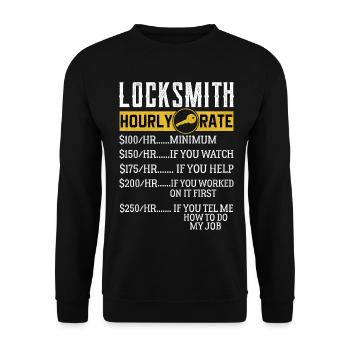Locksmith Hourly rates Locksmith - Unisex Sweatshirt - black - Front - Alina (178cm) & Michal (187cm)