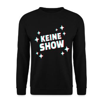 KEINE SHOW Glitch Schriftzug - Unisex Pullover - Schwarz - Vorne - Alina (178cm) & Michal (187cm)
